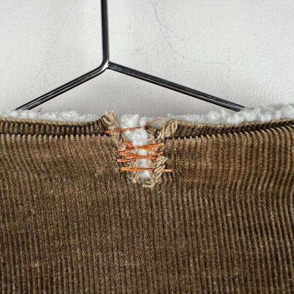 Vintage Levi's Sherpa Lined Corduroy Vest Brown Western Snap Front USA Made Sz L - Picture 4 of 7